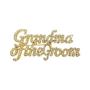 Grandma of the Groom Gold Rhinestone Brooch Pin